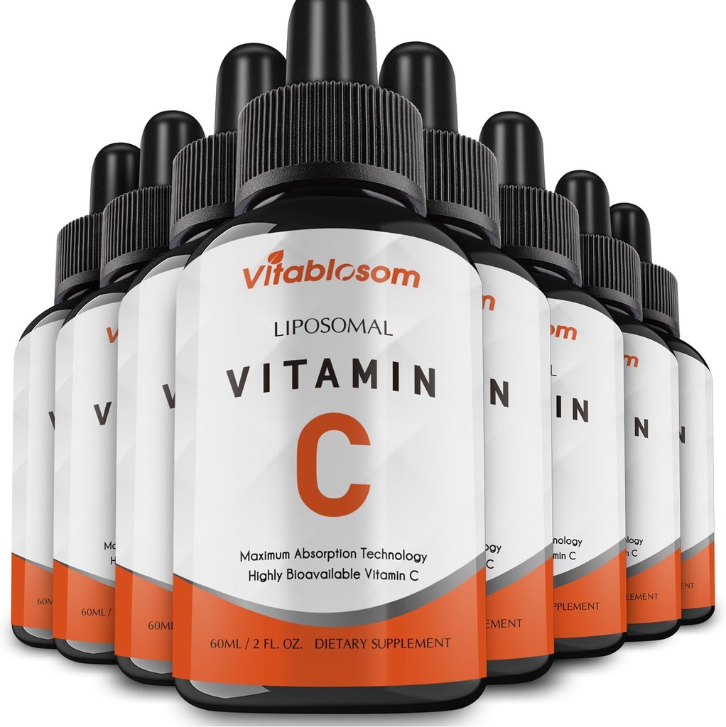 Vitamina Liposomal C 2000mg Líquido para adultos, alta absorción VIT C, maximizar la vitamina C, bueno para el sistema inmunológico " Antioxidante, 60ML (8 botellas)