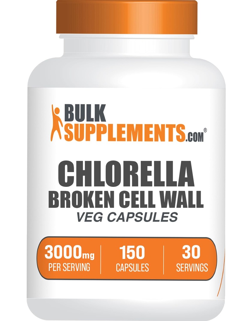 BulkSupplements.com Chlorella Capsules - Broken Cell Wall, Chlorella Supplement - Superfood Supplement, Vegan & Gluten Free, 5 cápsulas por Serving, 150 Cuenta (Pack of 1)
