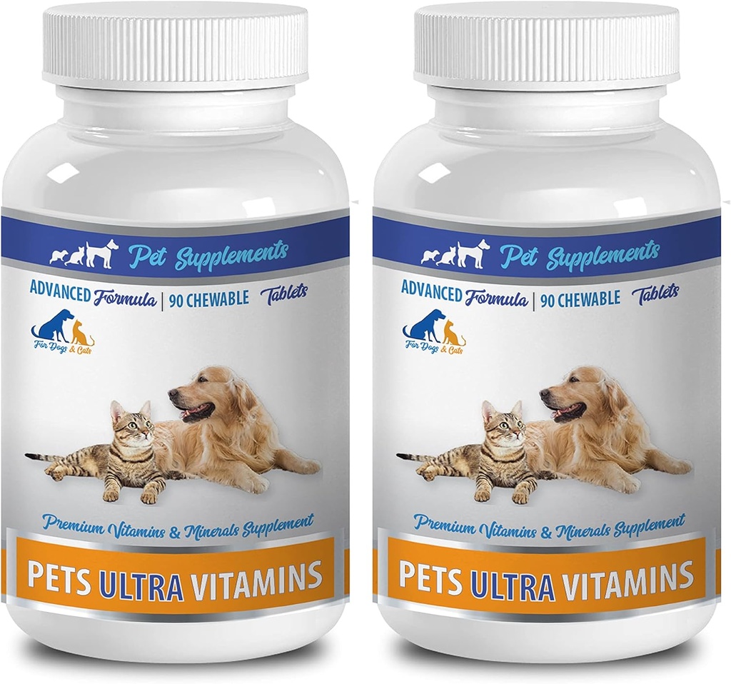 antioxidante para gatos - Ultra vitaminas para mascotas - Perros y gatos - Potente mineral - gato suplemento de calcio - 2 botella (180 chews)