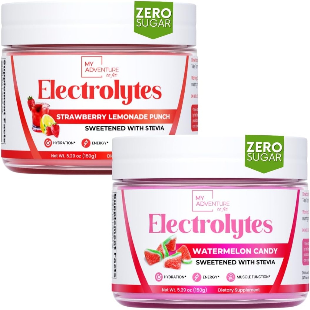 Mi aventura para ajustar electrolitos de hidratación Polvo con azúcar cero, acolchado, sandía dulce &amp; frambuesa limonada sabores