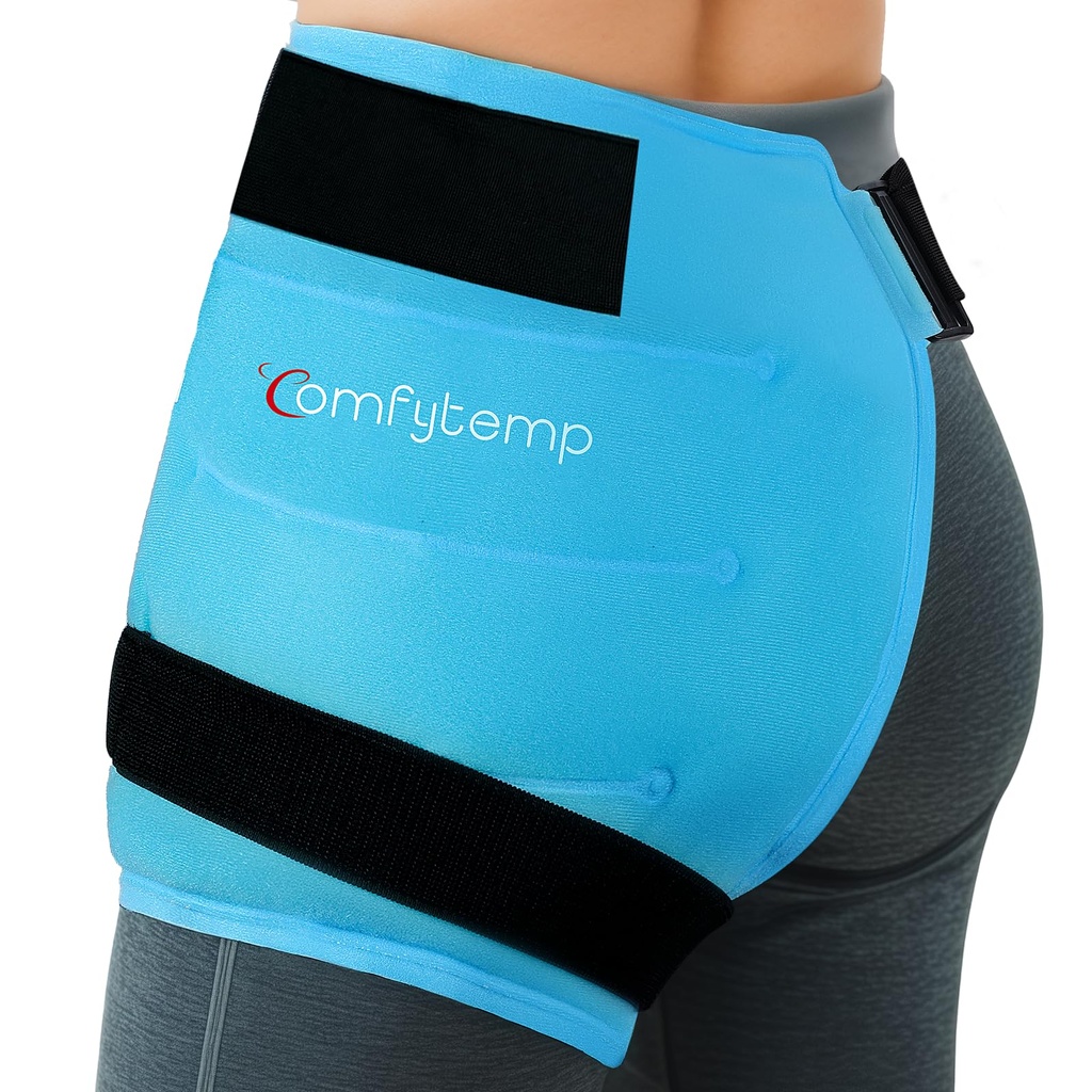 Comfytemp Hip Ice Pack Wrap for Sciatica, Hip Replacement Kit, FSA Eligible, Reutilizable Gel Ice Pack for Injuries, Dolor Alivio, Compresss Cirugía Artículos de Recuperación Terapia Física para Hombre Mujeres (S/M)