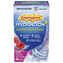 Emergen-C Hydration+ Sports Electrolyte Replacement Sports Drink Mix Powder with Vitamin C, Raspberry Splash Flavor, Back to School Essentials - 18 - 0.33 oz On The Go Packets