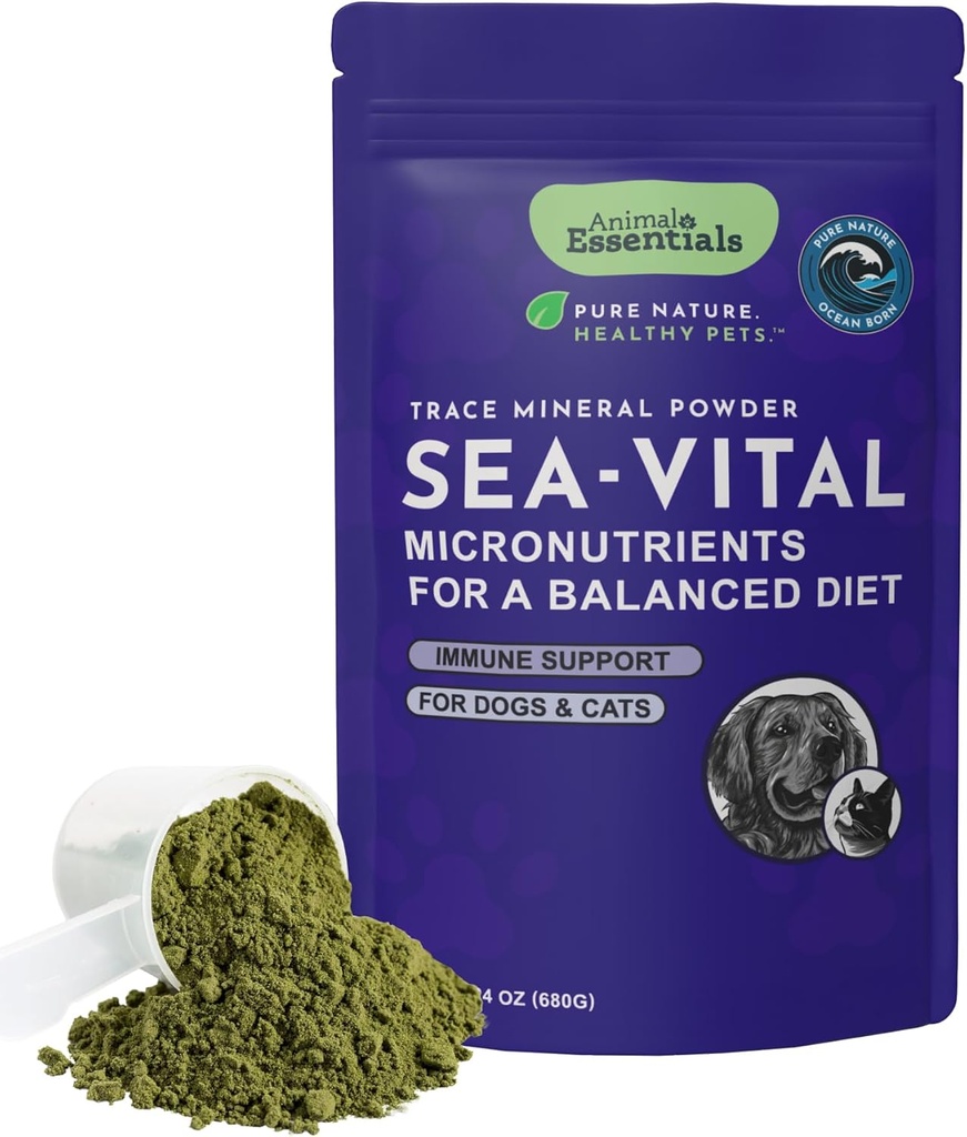 Animal Essentials Ocean Kelp for Dogs & Cats - Thyroid Support, Thyroid Supplement, Sea Kelp, Kelp Powder, Trace Mineral Supplement - 24 Oz
