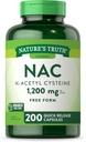 La verdad de la naturaleza NAC N-Acetyl Cysteine ← 1.200mg tención 200 cápsulas Silencio Forma libre Aminoácidos Silenciosos No GMO &amp; Gluten Suplemento gratuito