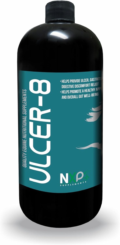 Ulcer-8 - Ulcer Gastritis &amp; Colic Relief Appetite Digestion Suplemento para Caballos por NXP Suplementos - 1 Quart (32 oz)
