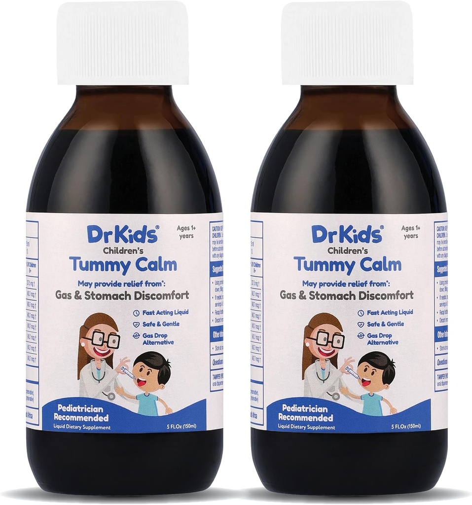 Tummy Calm Dr. Kids Children’s Gas Relief & Upset Stomach Support, Alternative Gas Drops for Newborns & Kids, Safe & Gentle Oral Solution, Natural Constipation Relief, 5 Fl Oz (Pack of 2)
