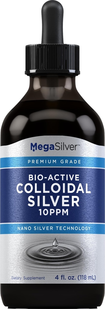 Piping Rock Colloidal Silver Liquid Drops TENIDO 10 ppm TEN 4 oz TENIDO Bio Active Premium Grade TEN Nano Silver Technology TENIDO Non-GMO, Gluten Free
