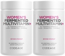 Codeage Women’s Daily Multivitamin, 25+ Vitaminas &amp; Minerals, Fermented, Organic Whole Foods, Probiotics Supplement - Vitamina A, B, C, D, E & K, Omega 3, Zinc – Vegan - 2 Pack