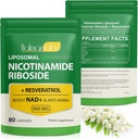 NAD Supplement, Liposomal NAD+ Suplemento con Nicotinamide Riboside Resveratrol Apoyo Celular Salud, Estabilidad y Envejecimiento Saludable - 80 cápsulas