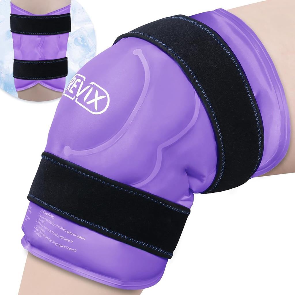 REVIX 20" XXXL Ice Pack for Knee Discomfort and Fatigue, Reutilizable extra grandes paquetes fríos para la relajación, cirugía de sustitución de rodillas, promoción de flexibilidad y movilidad con terapia fría, púrpura