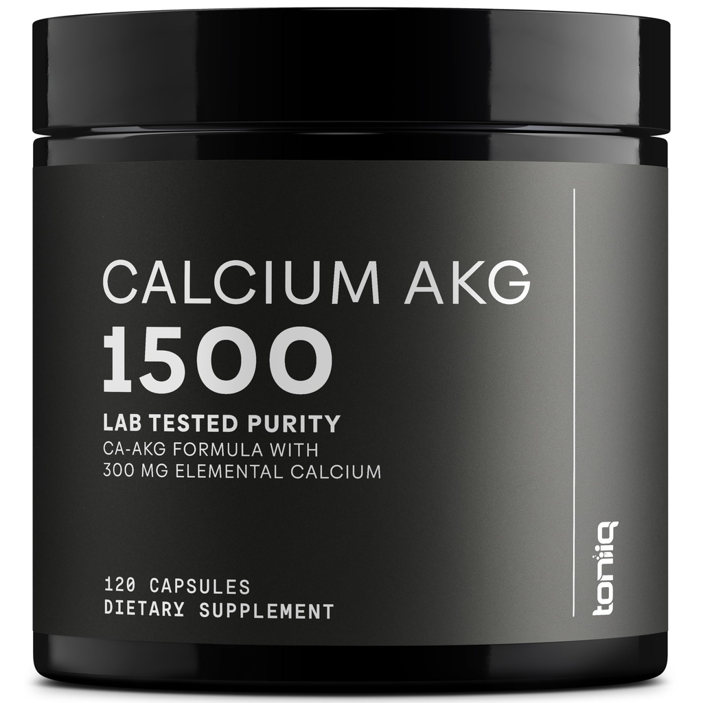 Toniiq 1500mg Ultra High Purity Ca AKG Supplement - 99%+ Highly Purified and Bioavailable Calcium Alpha-Ketoglutarate - Calcium AKG Longevity Supplement - 120 Ca-AKG Vegetarian Capsules