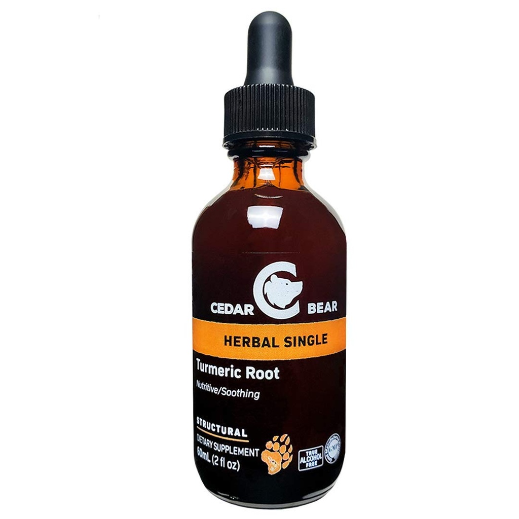 Cedar Bear Turmeric Root (Curcuma Longa) Suplemento Herbal Líquido que apoya la actividad celular sana, y estimula la función de inmuno 2 Fl Oz