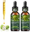 (2 Pack) Soursop Graviola Liquid Drops 2000mg, 98% Absorption for Cell Support &amp; Regeneration, Immune Boost, Liver, Herbal Goodness, Soursop Bitters Liquid-Sugar/Gluten Free, Natural Flavor, 4 Fl Oz
