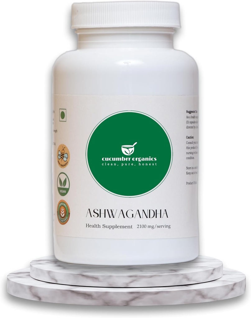 Ashwagandha Root Extract Supplement - 100 Capsules, 600mg por Serving, Organic, Vegan, Non-GMO, Gluten-Free, Stress Relief & Immune Support