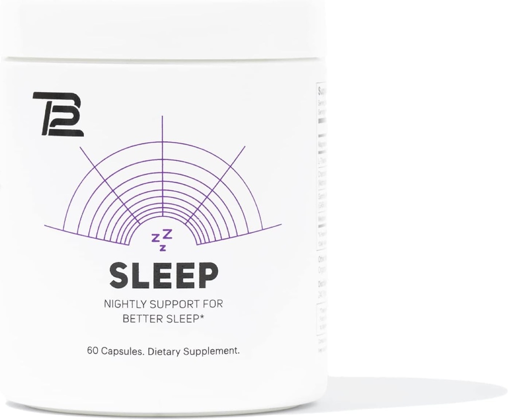 TB12 Sleep - Sleep Supplement with Magnesium, L-Theanine, Chamomile, GABA, and Melatonin to Fall Asleep Faster, Promote Relaxation, and Improve Sleep Quality. Stress and Mood Nightly Support
