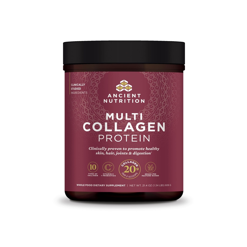 Ancient Nutrition Collagen Peptides Powder, Multi Collagen Protein, Women & Men, Vitamin C, Probiotics, Hydrolyzed Collagen, Supports Skin, Joints, Gut Health, Unflavored, 60 Servings