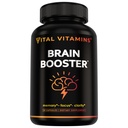 Suplementos cerebrales de vitaminas vitales con Bacopa Monnieri - para memoria y enfoque - Booster de cerebro nootrópico - Soporte libre de cafeína para adultos mayores - No GMO, 30-Day Supply, 30 cápsulas