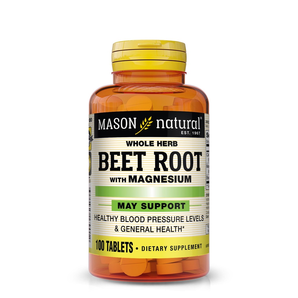 MASON NATURAL Beet Root with Magnesium and Calcium - Healthy Heart and Blood Pressure, Maintain Overall Health, 100 Tablets