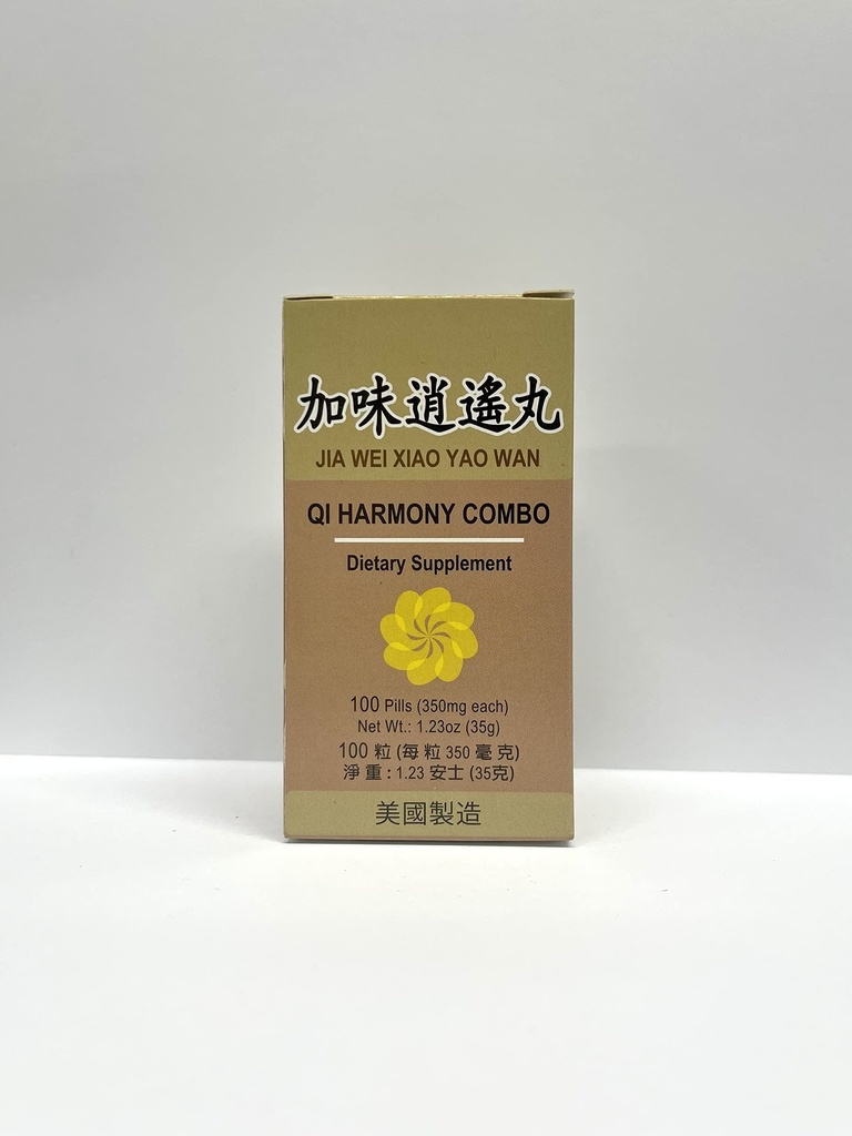 Qi Harmony Combo - Jia Wei Xiao Yao Wan Herbal Supplement Helps for Irritability, Fatigue, Anormal Sweating 350mg 100 Pills Made in USA