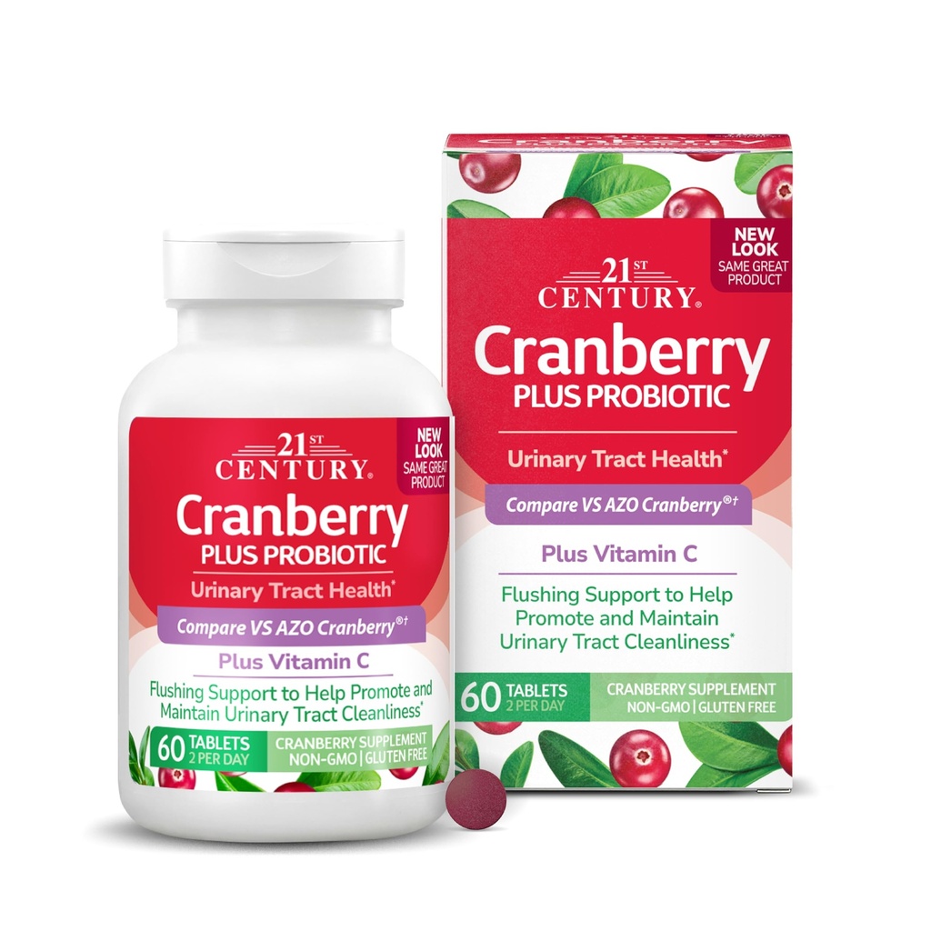 21st Century Cranberry Plus Probiotic Tablets, 60 Cuenta