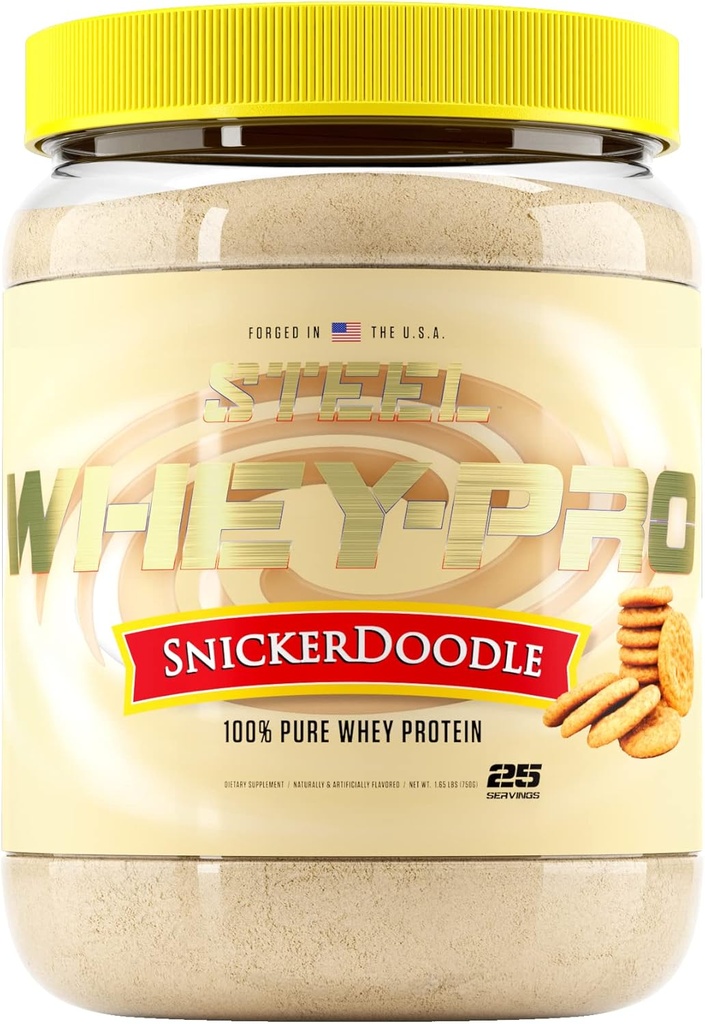 Suplementos de acero Whey-Pro TEN 100% Pure Whey Protein Powder para Hombres y Mujeres TENIDO Snickerdoodle ANTE Muscle Gain &amp; Lean Muscle Recovery TEN Gluten Free TEN 1.65 lbs ANTE BCAA 5g Silencio No-GMO Silencio 25 Servimientos