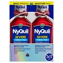 Vicks NyQuil SEVERE Cold & Flu Liquid Twin Pack, Nighttime Relief Medicine for Headache, Fever, Sore Throat, Minor Aches & Pains, Nasal Congestion, Sneezing, Runny Nose, Cough, Berry Flavor, 2x12 OZ