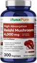 NusaPure Reishi Mushroom Extract 20:1 Extract, 200 mg Equivalent to 4000mg per Capsule 300 Veggie Caps Vegan, Non-GMO, Vegan
