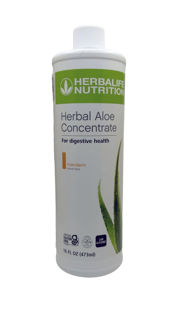 Herbalife Aloe Concentrate Pint: Mandarin Flavor 16 FL Oz (473 ml) for Digestive Health with Premium-Quality Aloe, Gluten-Free, 0 Calories, 0 Sugar, Naturally Flavored