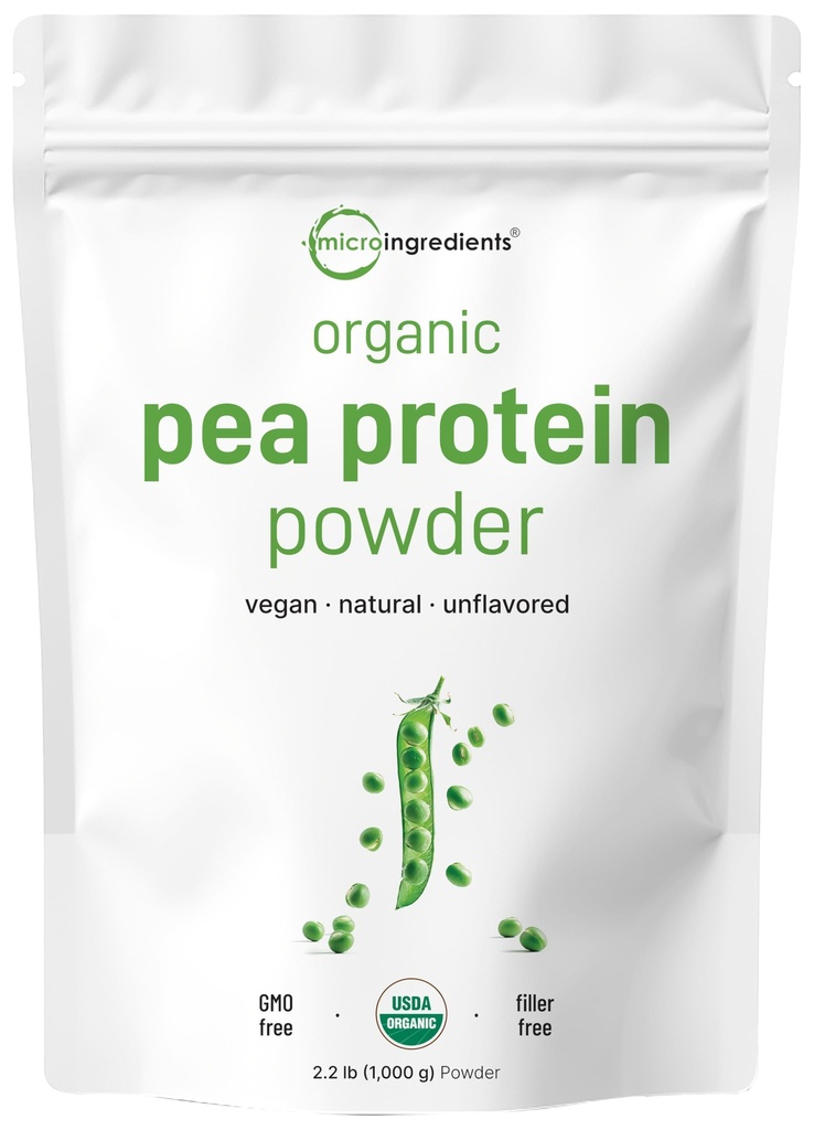 Micro Ingredientes Norte América Grown, Orgánica Pea Protein Powder, 1KG (2.2 libras)