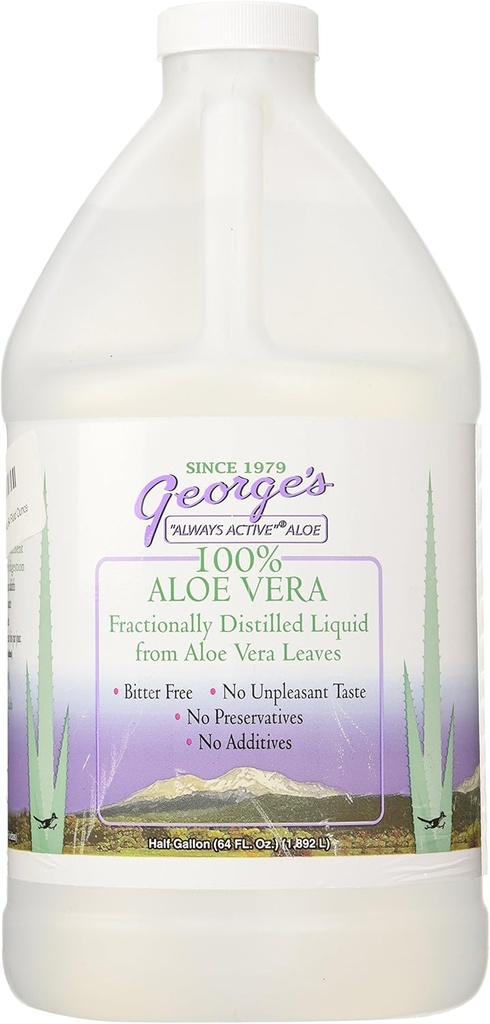 Suplemento Aloe Vera de George Softgel, 64 onza fluida, 100% siempre activo Aloe Vera Liquid