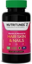 Esquí de pelo y vitaminas de uñas–Biotina y colágeno Fórmula con vitaminas B, zinc y selenio – promueve la fuerza del cabello, la hidratación de la piel " salud de uñas – 120 Softgels