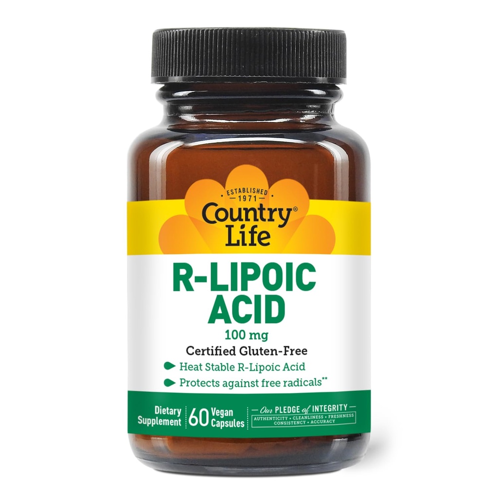 Country Life R-Alpha Lipoic Acid Complex 300mg - Alpha-Lipoic Acid 270mg " R-Lipoic Acid 30mg - Antioxidant Support - No Yeast, Corn, Wheat, Soy, Gluten, Milk - Alpha Lipoic Acid Supplement