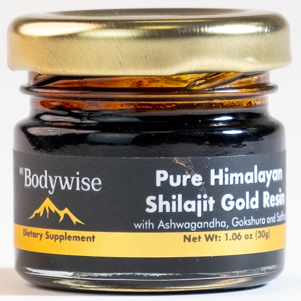 Sea Bodywise Pure Himalayan Shilajit Resin Gold I Lab Tested I Ashwagandha, Gokshura & Saffron I Fulvic Acid " Trace Minerals I Shilajit for Men " Women TEN Zero Sugar I 100% Orgánico " Natural I 30 gm.