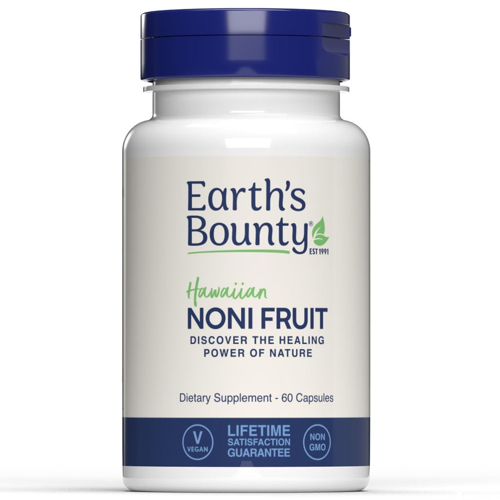 Earth's Bounty Hawaiian Noni Fruit Capsules - 60 Veggie Caps - Healthy Immune System & Joint Health Support - 100% Natural & Pure Noni - Vegetarian