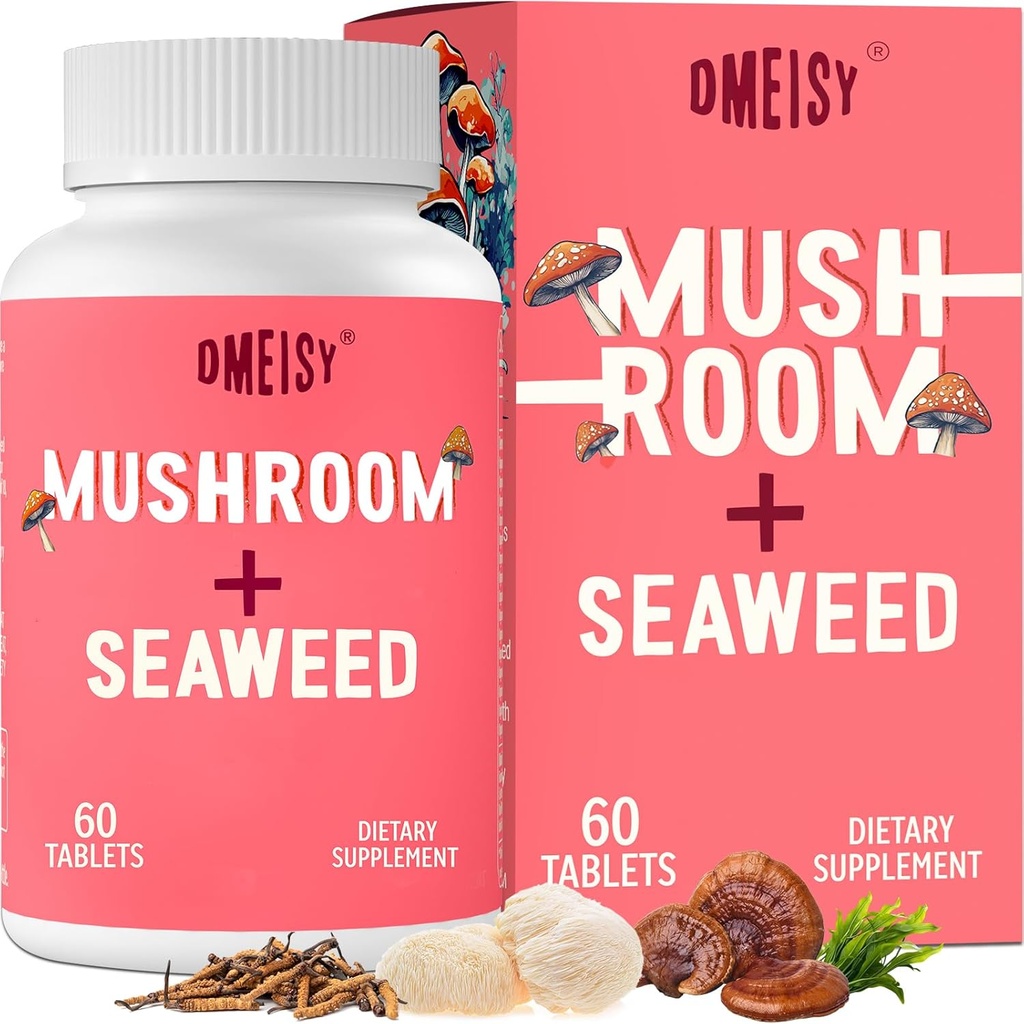 Complejo Sublingual de Mushroom, Suplemento de 18 en-1, Lions Mane, Reishi, Turquía Tail &amp; More - Suplementos cerebrales para la memoria y el foco, Suplementos de memoria, Energía, Mood, Inmunity, 60 Tablets