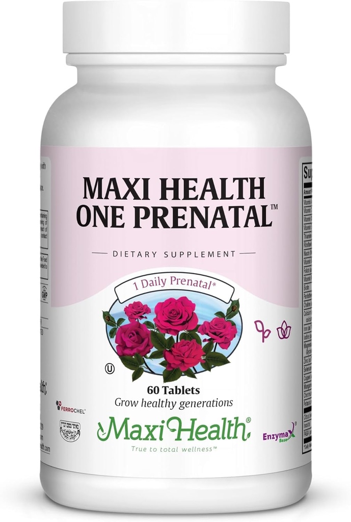 Maxi Health Prenatal Vitaminas para Mujeres – Un Prenatal diario con folato metilado, Iron suave y DHA Support – Doctor Formulado, Kosher Multivitamínico para el embarazo – 60 cápsulas (60 Day Supply)