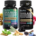 Boysea. Shilajit y Sea Moss Bundle- 90 Count - Sea Moss, Black Seed Oil, Ashwagandha, Ginger & Shilajit, Rhodiola Rosea, All in 1 Supplements (1 Pc)