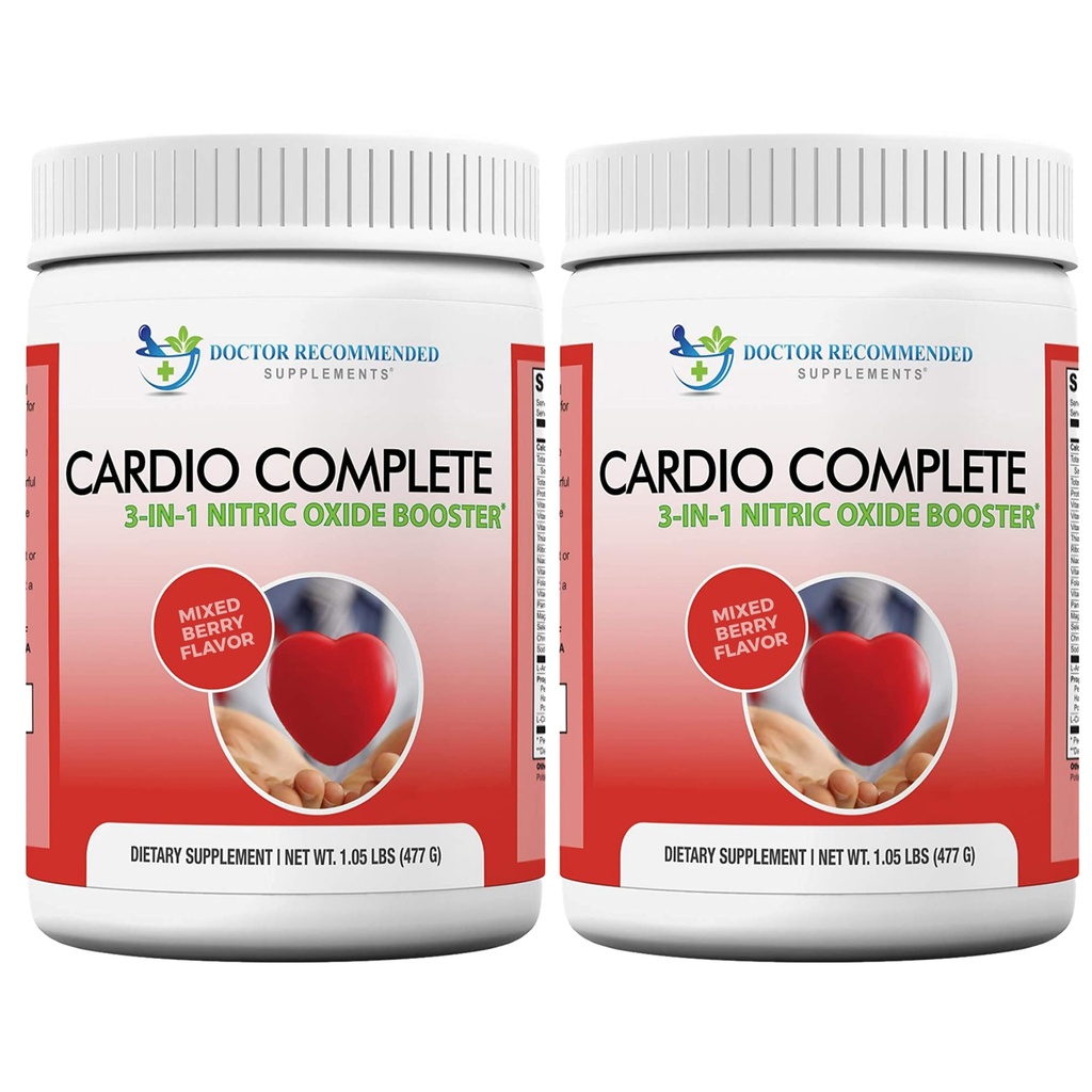 Cardio Complete - Heart Health Support Powder Supplement - 3-in-1 Nitric Oxide Booster with 5,000 L-Arginine, 1,000mg L-Citrulline, and Hawthorn Berry, 2 Pack