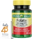 LUAL Spring Valley Folate 666 mcg DFE (400 mg Folic Acid) 250 CondeBundle 45 Diabetes Decodificado, Folate Supplement for Women