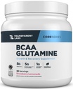 Laboratorios transparentes Glutamina BCAA - 8000 Mg de BCAA Polvo con L Glutamina para la recuperación posterior del entrenamiento, crecimiento muscular, " Mayor resistencia - 30 servidumbres, limonada de fresa