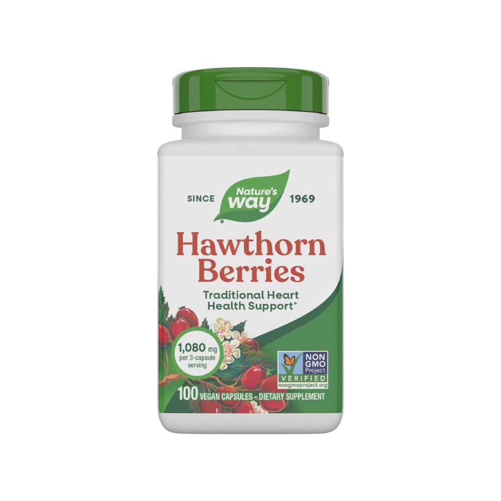 Camino de la Naturaleza Herbal Hawthorn Berries, Tradicional Heart Health Support*, 100 Vegan Capsules (Packaging May Vary)