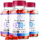(3 Pack) Slim Aura Keto ACV Gummies - Official Slim Aura Keto Plus Apple Cider Vinegar 1050MG Advanced Formula Gummys, All Natural Premium Formula, Slimaura Gomitas Reseñas, 300 Gummies para 5 meses