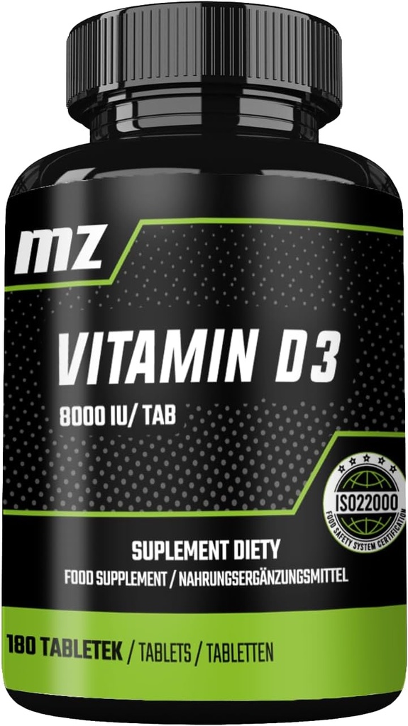 Vitamina D3 2000 UI en una Tabla - 180 Tablas - Las últimas para 720 Serviciones - Apoyo Calcio Balance &amp; Bone Health - Suplemento dietético por MZ