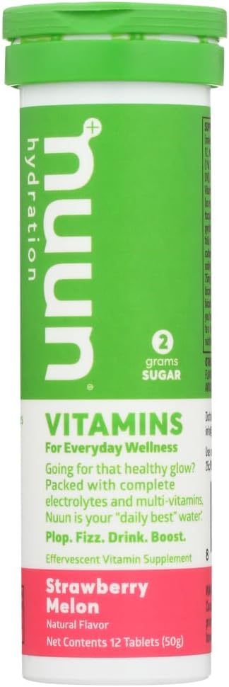 Vitaminas Nuun: suplemento de hidratación diaria de melón de fresa (3 tubos de 12 pestañas)3