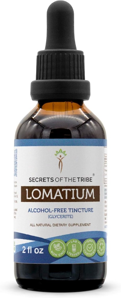 Secretos del Lomatium Tribe Extracto líquido libre de alcohol (Lomatium Dissectum) Suplemento de Tintura de raíz seca (2 FL OZ)