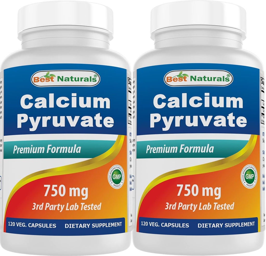Piruvato de calcio 750 mg 120 cápsulas por Best Naturals (Pack of 2)