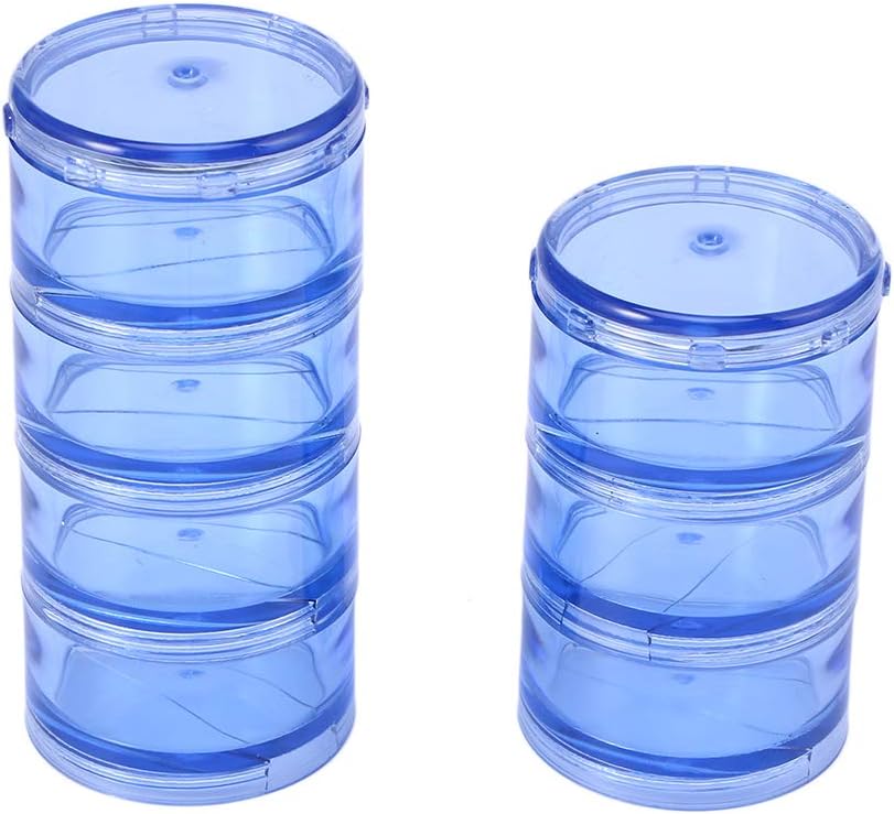 SUPVOX 1 set Cylinder Stackable Pill Box Round Weekly Pill Container Case Dispenser for and Medication (Blue)
