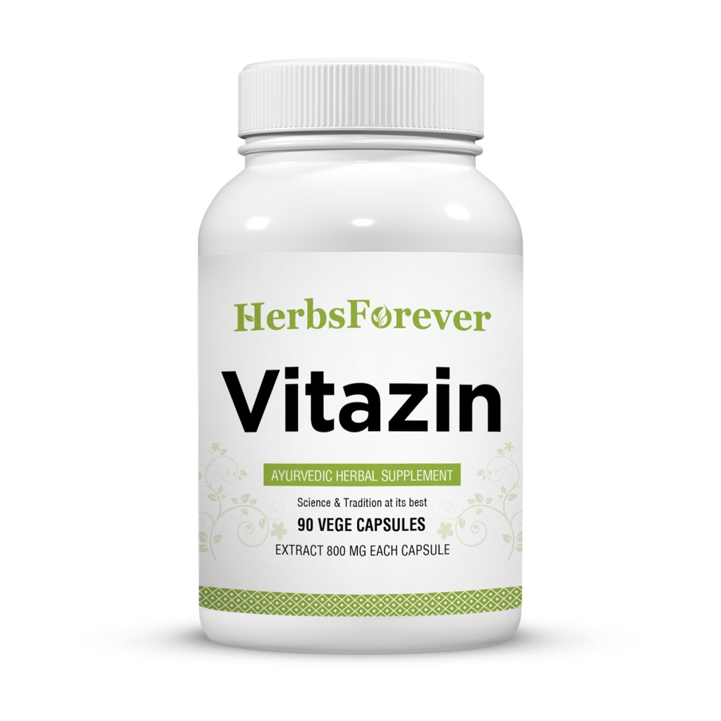 Herbsforever Vitazin Capsules Ayurvedic Herbal Supplement Supports Energy & Performance Provides Physical and Mental Strength 90 Vege Capsules 800 Mg Each