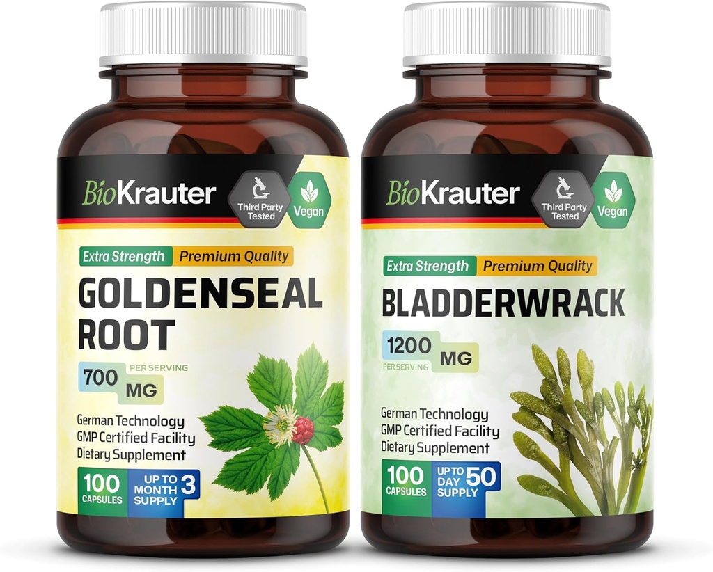 BIO KRAUTER Goldenseal 100 cápsulas &amp; Bladderwrack 100 cápsulas