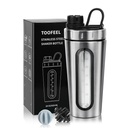 ToOFEEL Shaker Botellas para Protein Mixes 28 oz Acero Inoxidable Protein Shaker con 2 bolas de mezcla, No se queda frío/caliente, Visible Window Metal Shaker Cups, A prueba de problemas, BPA Free Bottle Shaker
